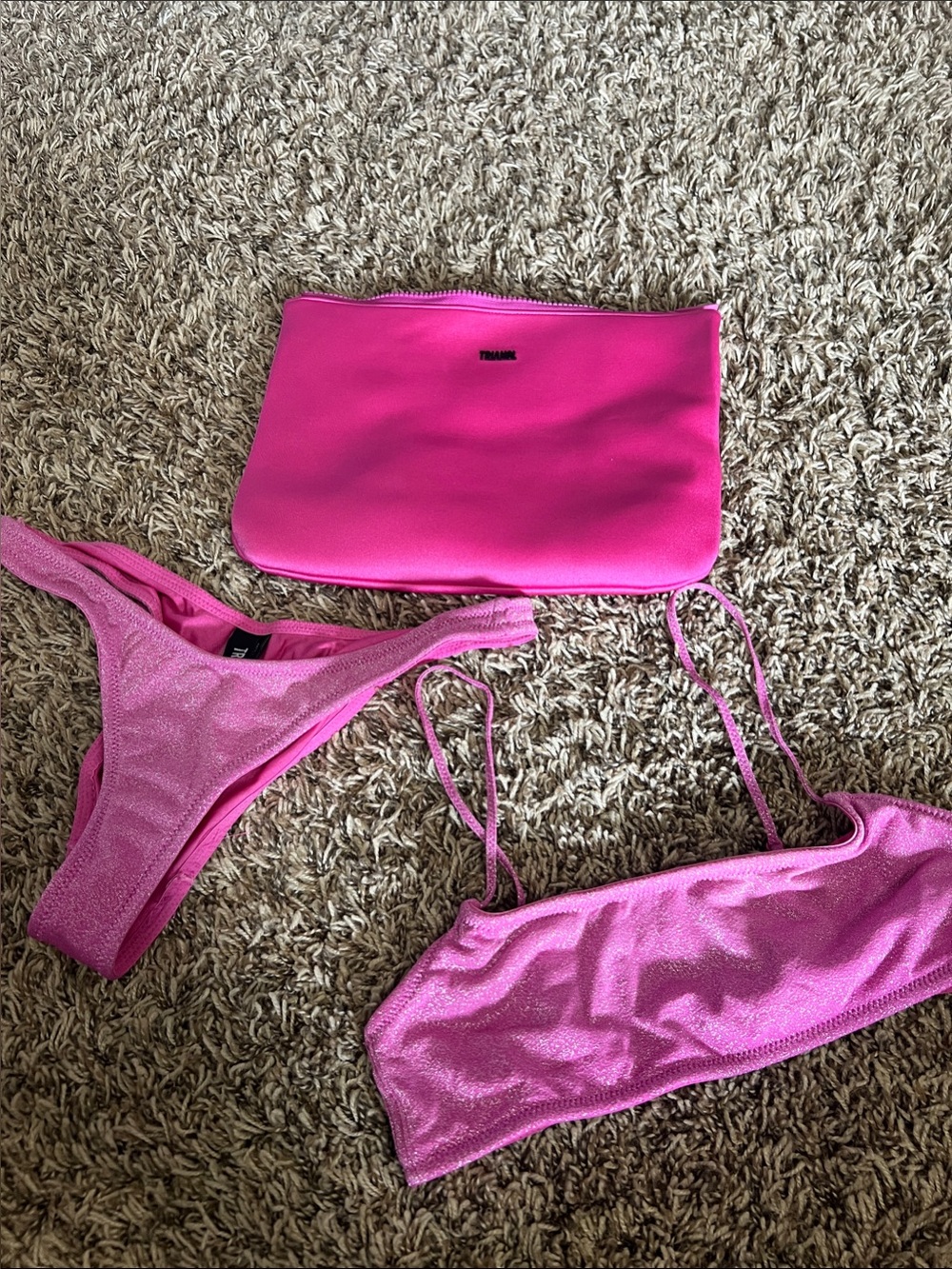 triangl swimwear Hot Pink Bikini Set with Pouch